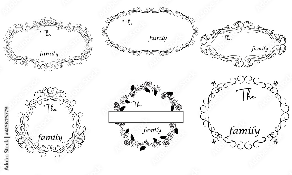 Set of family monograms. Vector.