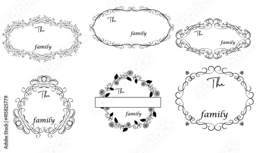 Set of family monograms. Vector.