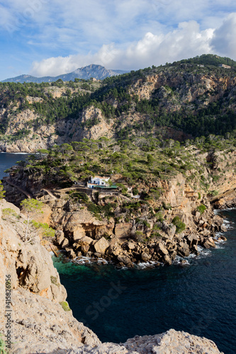 A beautiful landscape view of Deià in Mallorca Island Balearic Spain at the area called Sa Foradada on a winter day 