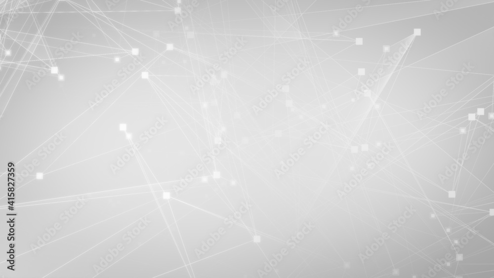 Abstract white gray polygon tech network with connect technology background. Abstract dots and lines texture background. 3d rendering.