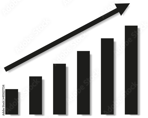 Graph with increase report. Diagram with rise and gain progress. Vector