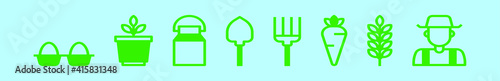 set of farmer cartoon icon design template with various models. vector illustration isolated on blue background