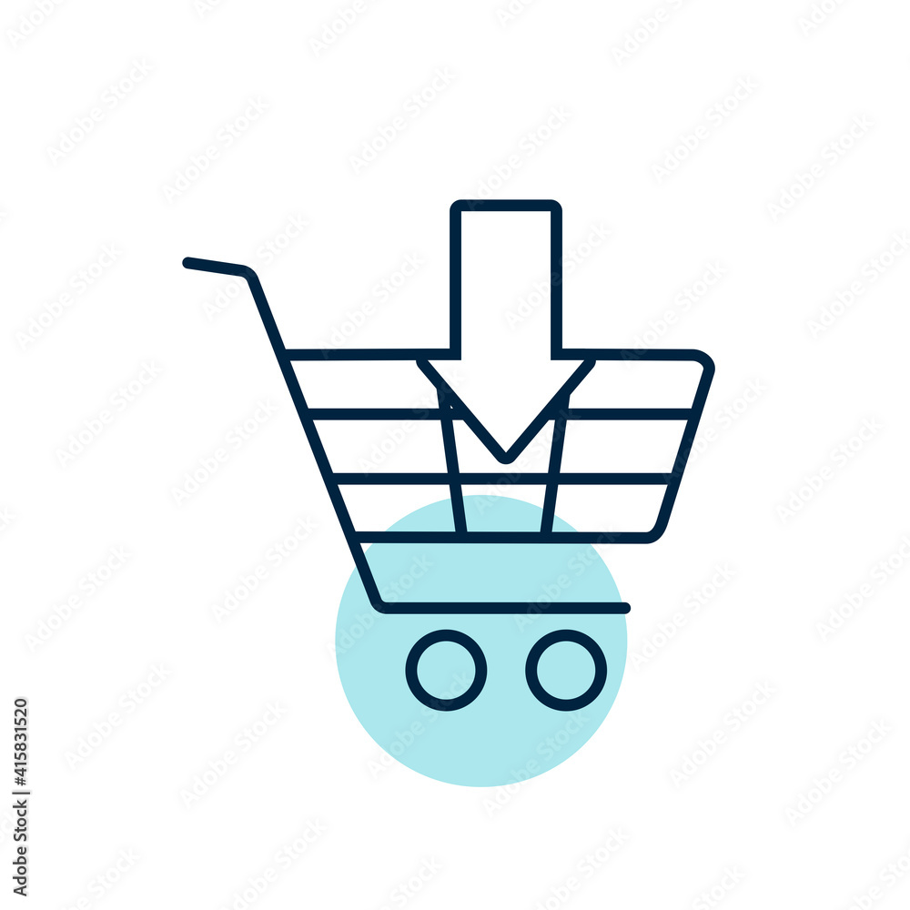 Shopping cart with an arrow icon Shopping cart with an arrow icon