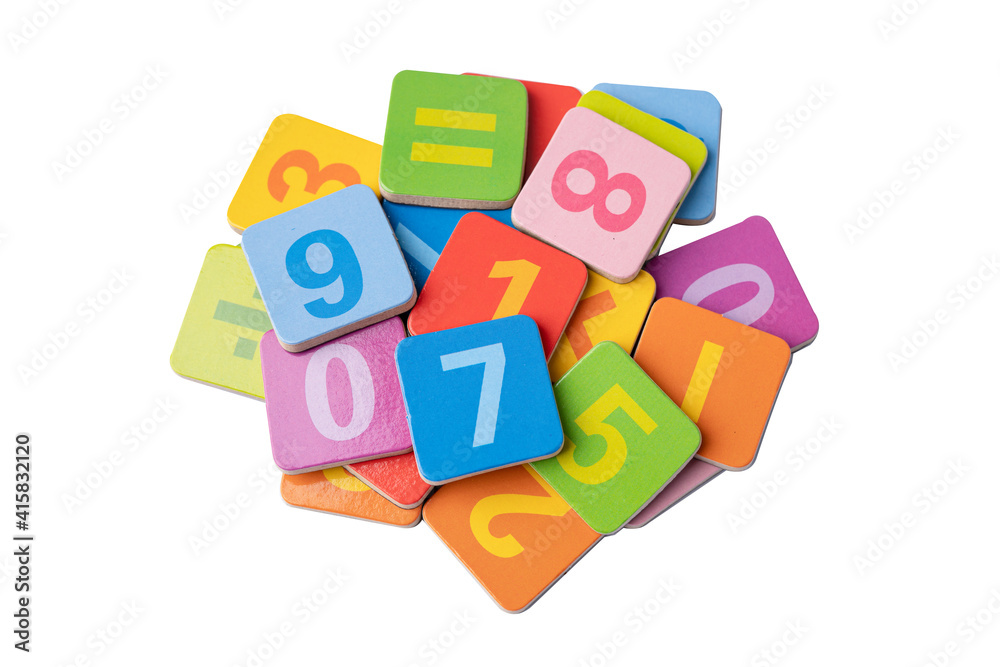 Math Number colorful on white background, Education study mathematics learning teach concept. Math Number colorful on white background, Education study mathematics learning teach concept.