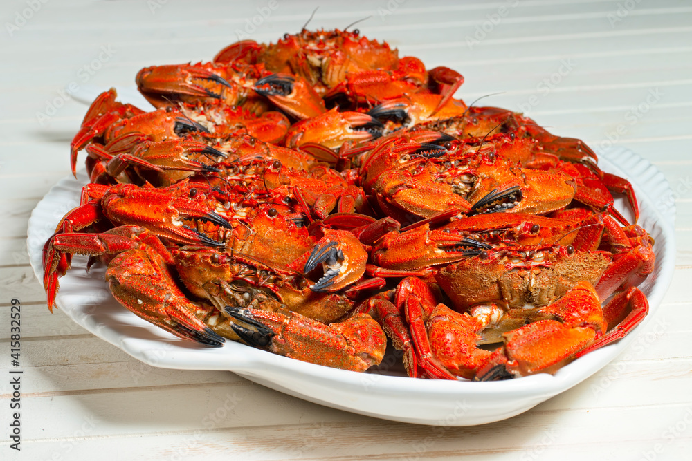 velvet crab necora cooked , sellfish seafood background velvet crab necora cooked , sellfish seafood background