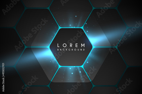 Abstract hexagonal background with light effect