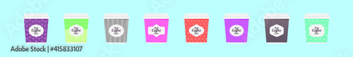 set of coffee sleeve cartoon icon design template with various models. vector illustration isolated on blue background