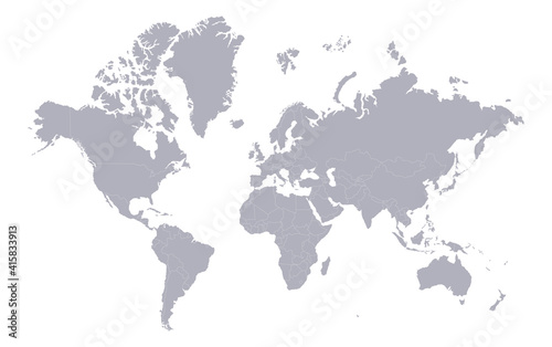 High detail political world map. Cleverly organized with layers. Vector illustration.