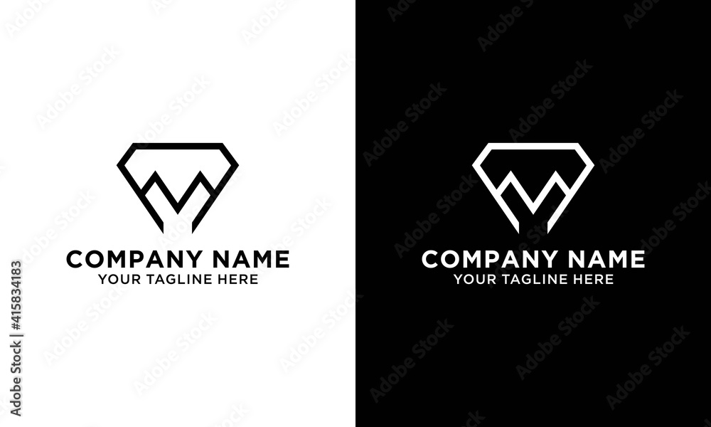 letter m with diamond logo design vector illustration Stock Vector ...