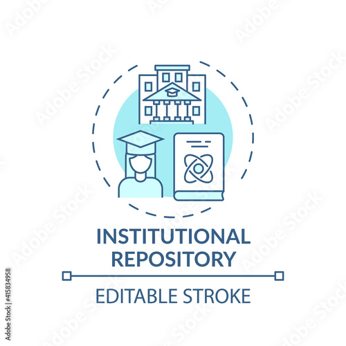 Institutional repository concept icon. Digital Library search options idea thin line illustration. Constant access to scientific materials. Vector isolated outline RGB color drawing. Editable stroke