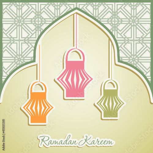 Ramadan Kareem greeting card for the Muslim community festival celebration.