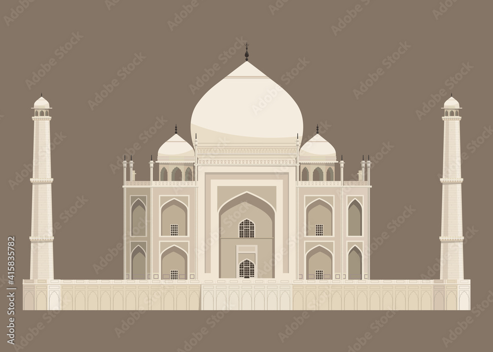 Vector illustration of Taj Mahal mausoleum in India