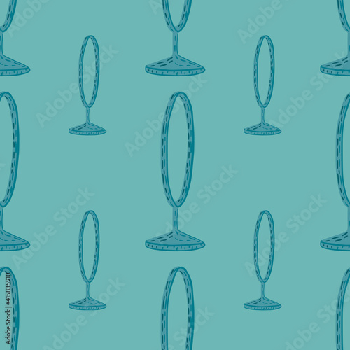 Creative seamless pattern in blue and turquoise colored circus ring ornament. Simple design backdrop.