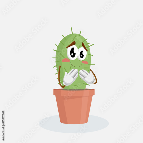 Cactus Logo mascot ashamed pose