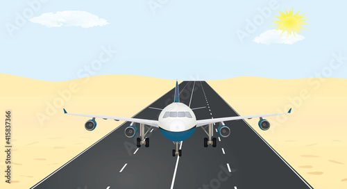 Airplane landing on runaway. vector