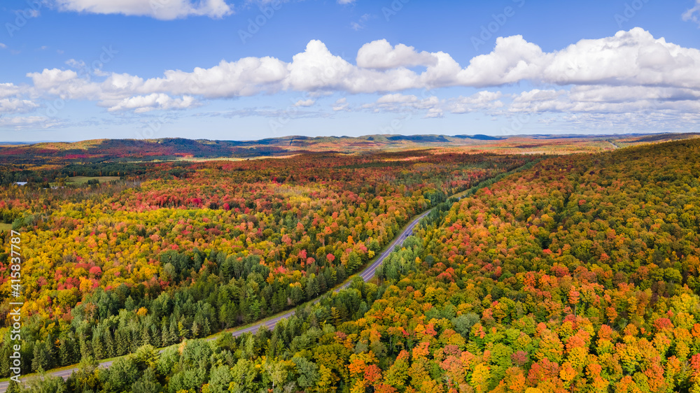 Colorful autumn countryside scenic drive in the Upper Peninsula