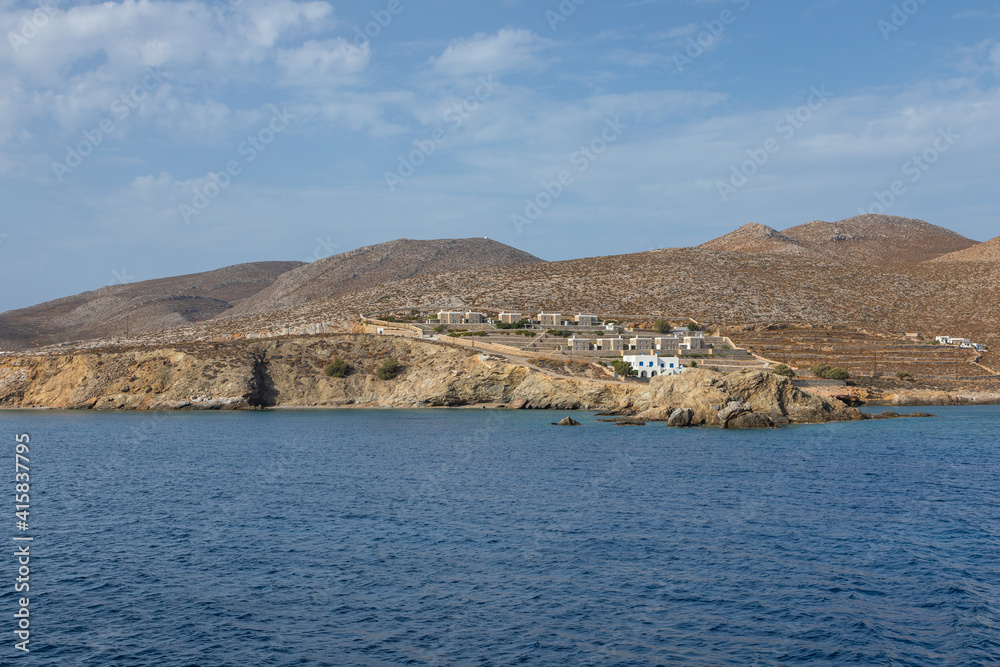 View of the coastline, Folegandros Island, Greece.
