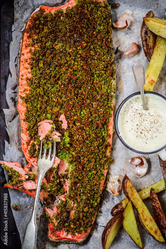 Herb crusted salmon .style rustic