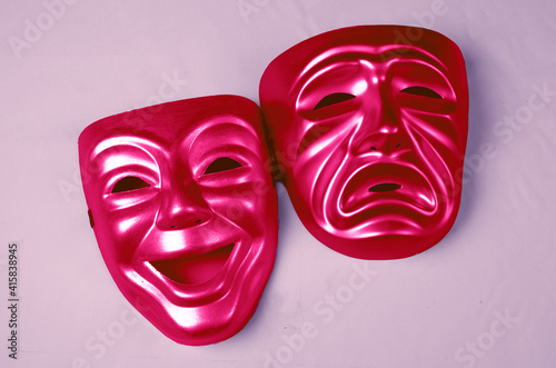 Theatrical masks of tragedy and comedy.Symbol of theatrical art.