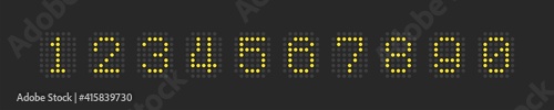Clock vector electronic led nuber collection in dotted scoreboard style vector font typeset illustration.