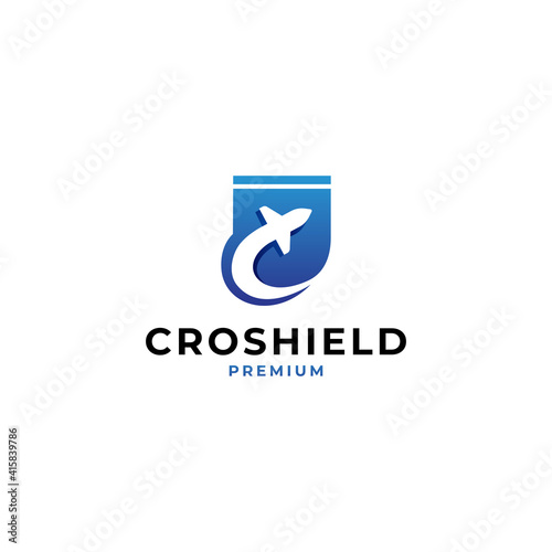 Travel shield logo vector icon illustration modern style