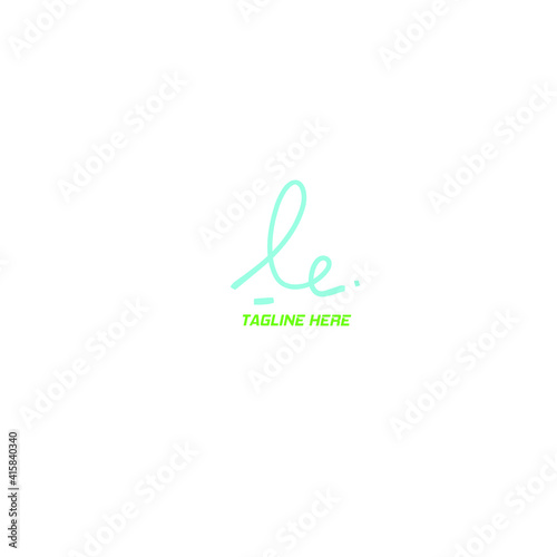 LE initial handwritten calligraphy, for monogram and logo