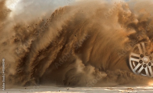 Car drive in desert auto, sand,  adventure race. © bravissimos