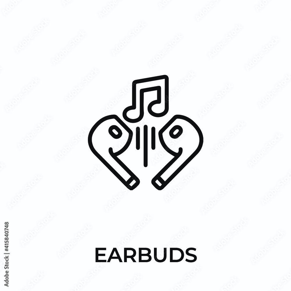 earbuds icon vector. headphones sign symbol for modern design. Vector illustration earbuds icon vector. headphones sign symbol for modern design. Vector illustration