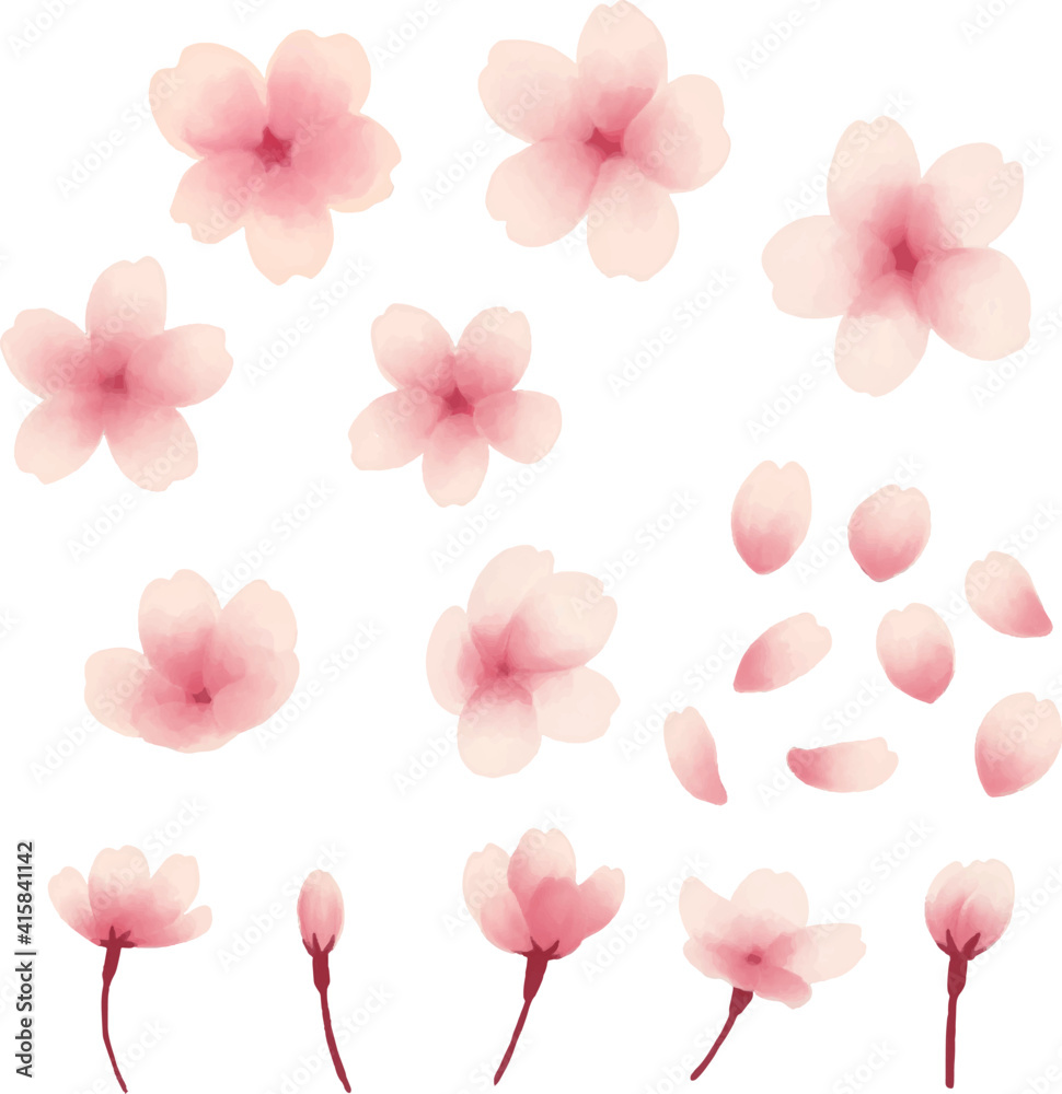 淡い色の桜のイラストセット ベクター素材 Stock Vektorgrafik Adobe Stock