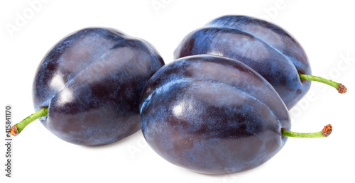 fresh plum fruits isolated on white background. Clipping path.