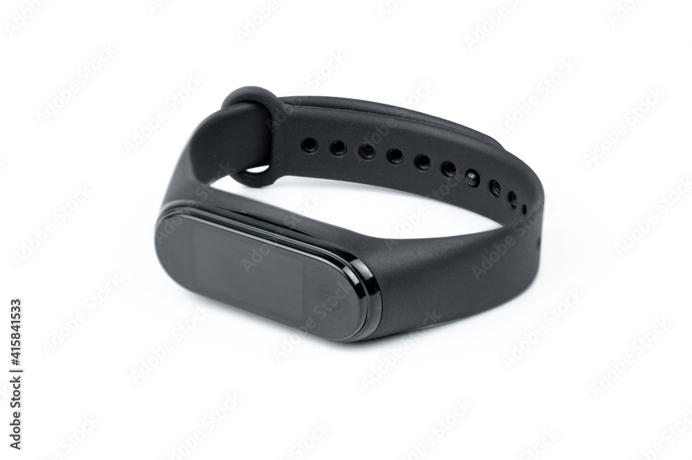 smart fitness bracelet with colored strap isolated on white background smart fitness bracelet with colored strap isolated on white background