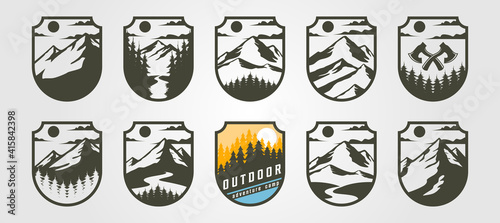 adventure emblem logo vector mountain illustration design, vintage outdoor logo