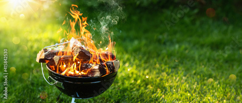 Fotografiet Barbecue Grill. Fire Flame