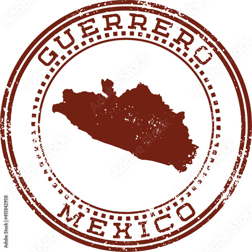 Guerrero Mexico State Vintage Travel Rubber Stamp	

