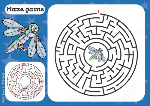 Maze game for children Cute cartoon worksheet Vector illustration
