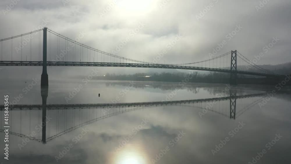 foggy morning on ohio river with drone foggy morning on ohio river with drone