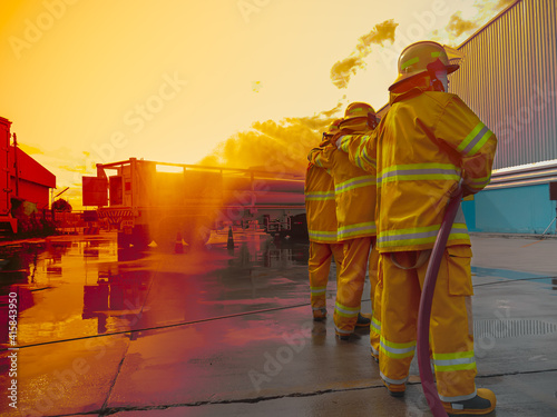 Fireman in emergency drill training session