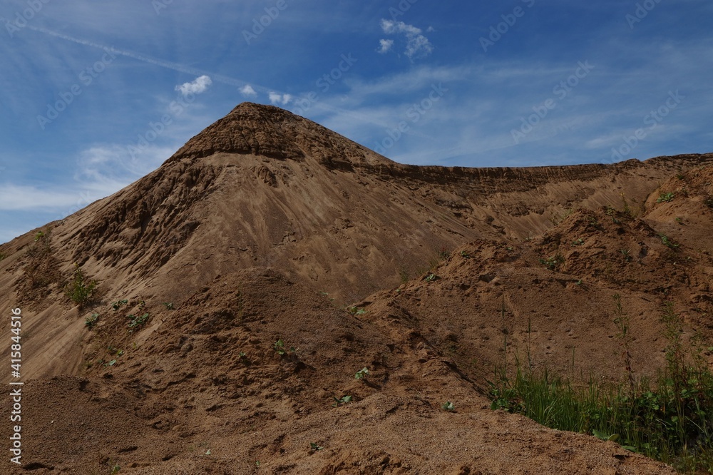 Desert landscape among sand pits in Sychevo, Moscow region