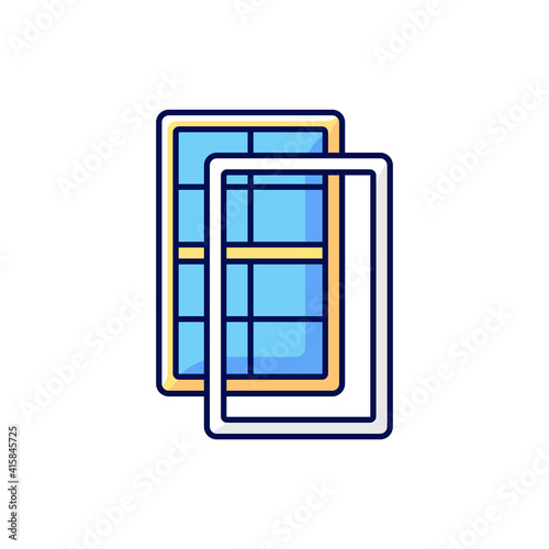 Storm windows RGB color icon. Extra wind protection. Providing extensive insulation. Air leakage reduction. Weather insulation. Home energy efficiency. Moisture barriers. Isolated vector illustration