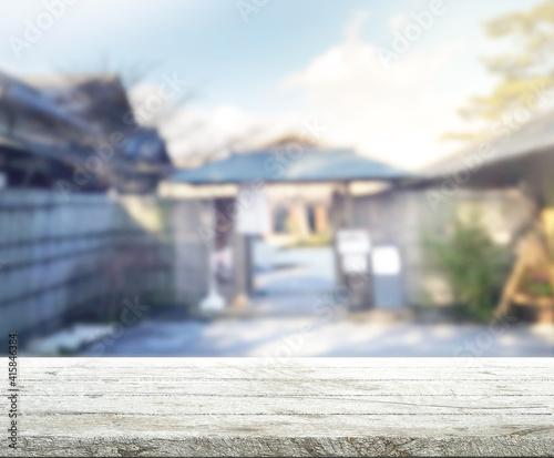 Table Top And Blur Exterior Of Background