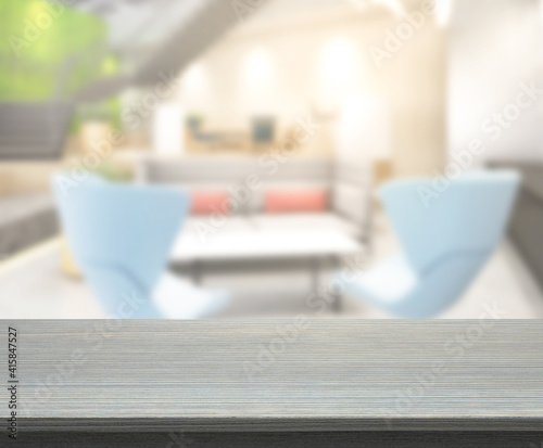 Table Top And Blur Living Room Of  Background