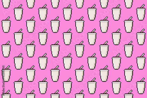 Bright pink milkshake pixel background