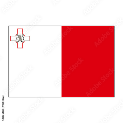 Republic of Malta flag in proportional rectangle with accurate colors, European concepts.