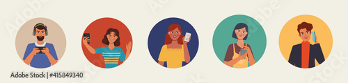 People using Social media application on smartphone. Communication lifestyle.