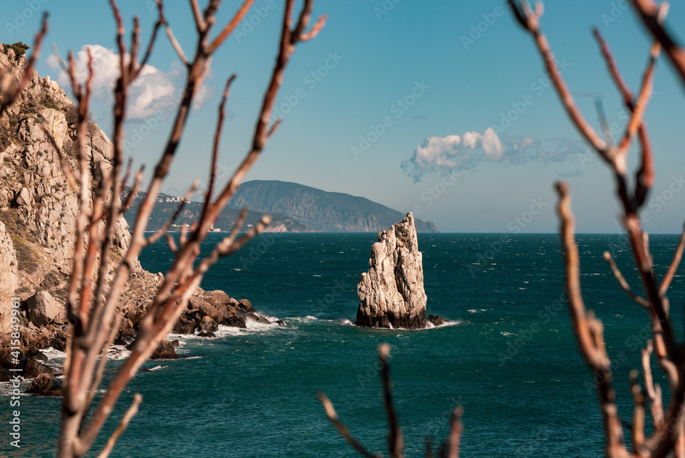 Rocks on the Black Sea on a sunny day, Crimea