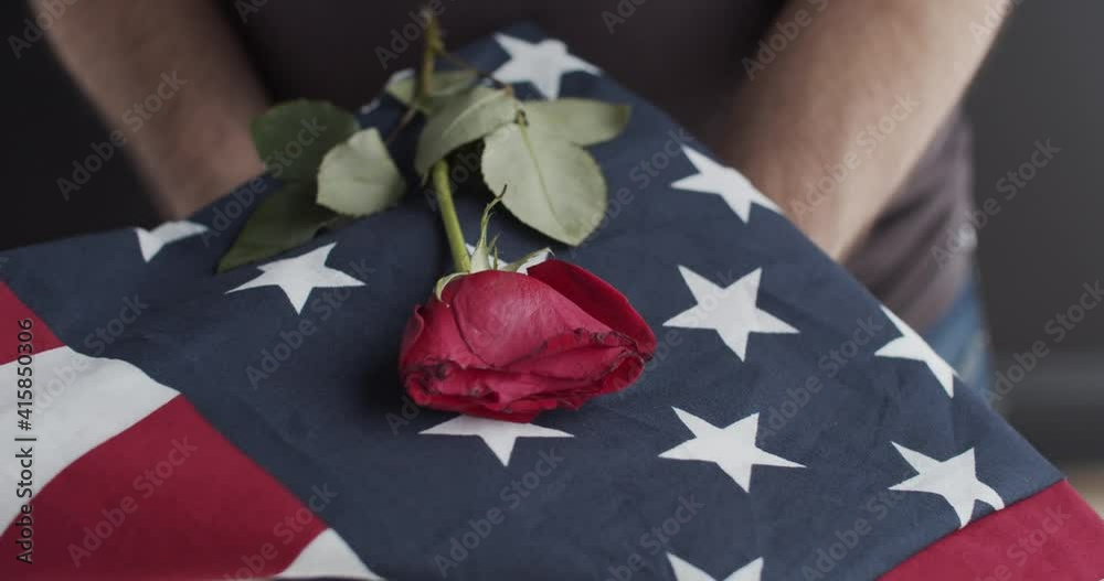 US constitution and US flag