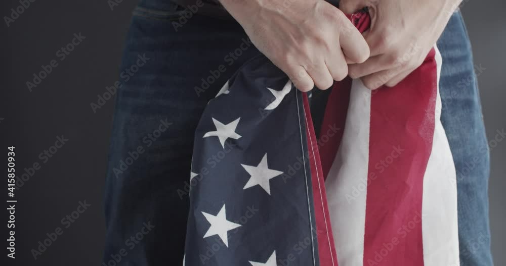 US constitution and US flag