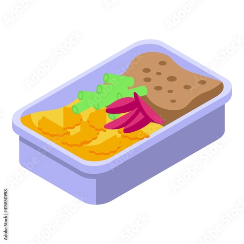 Dinner on plane icon. Isometric of dinner on plane vector icon for web design isolated on white background