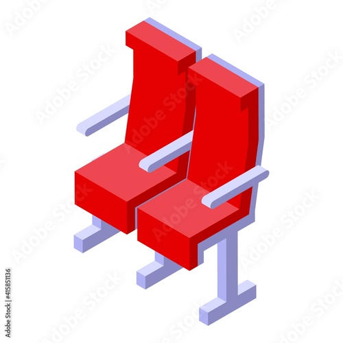 Passenger seats icon. Isometric of passenger seats vector icon for web design isolated on white background