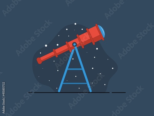 Color image of cartoon telescope on white background. Space and astronomy. Vector illustration.